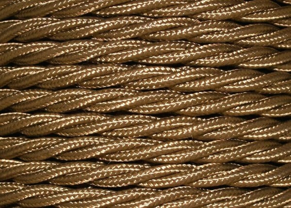 BRAIDED 3 CORE FLEX SILK WOVEN PERIOD LIGHING CABLE HAVANA 0.75 MM