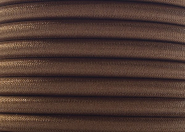 100 Metres of Braided Round silk flex Cord in Nutmeg 3 core 0.50mm
