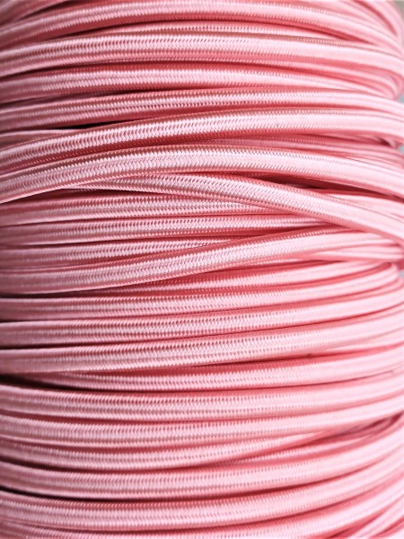 Round Overbraid 3 core Silk Flex Cable Salmon Pink 0.50mm