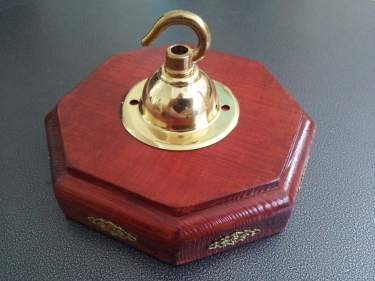 Red mahogany style wooden pattress octagon with brass hook plate