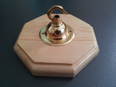 varnished pine style wooden pattress octagon with brass hook plate