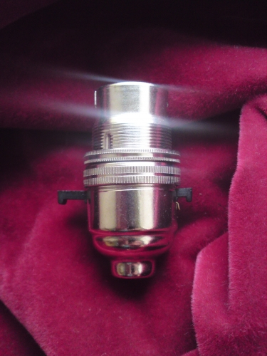 Switched lamp holder BC B22 NICKEL plated 10mm base thread