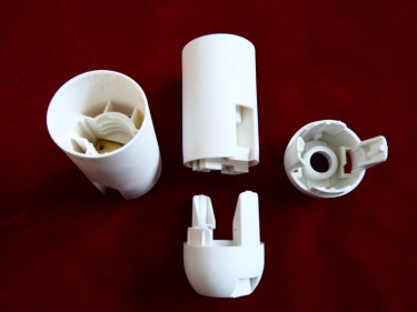 White 2 Part E14 Thermoplastic Bulb lamp Holder 10MM Thread Plain Skirt