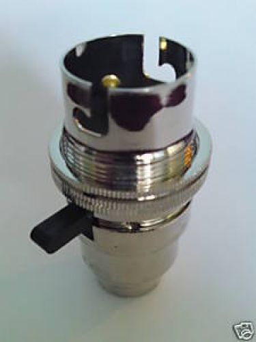 Switched bulb-lamp holder B22 Nickel Finish 10mm base thread