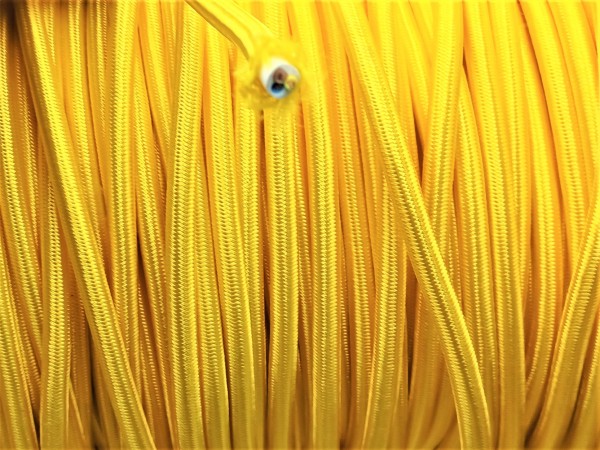 100 Metres of Braided Round silk flex Cord in Pop Yellow 3 core 0.50mm 