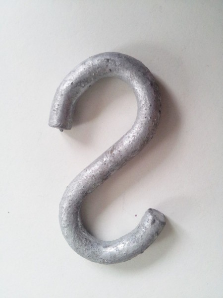 SMALL GALVANIZED OPEN S HOOK 53MM X 27MM , 5MM THICK , 10MM CLEARANCE