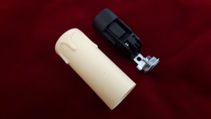 Cream drip plastic candle cover and E14 lamp holder 65mm x 24mm wide relco