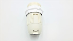 E14 Bulb Holder 2 Part Threaded Skirt and 2 Shade Rings White Plastic 