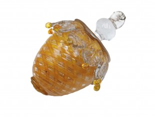 Antique Murano glass chandelier finial ball twisted amber