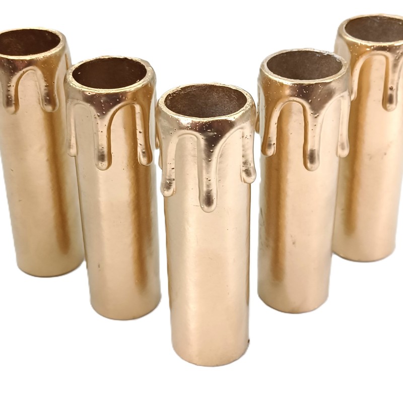 Hand made Candle Tubes for chandeliers gold coloured drip Card 100mm x 24mm internal 