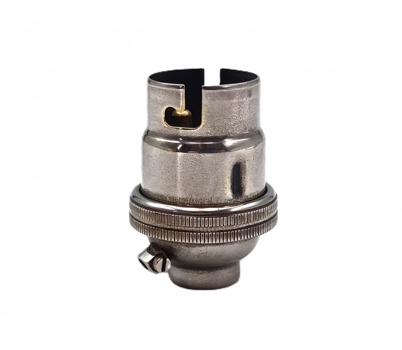 Lamp holder plain skirt BC B22 Nickel finish half inch base thread