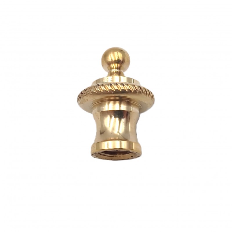 CHANDELIER ROPE EDGE FINIAL POLISHED CAST BRASS 10MM THREAD
