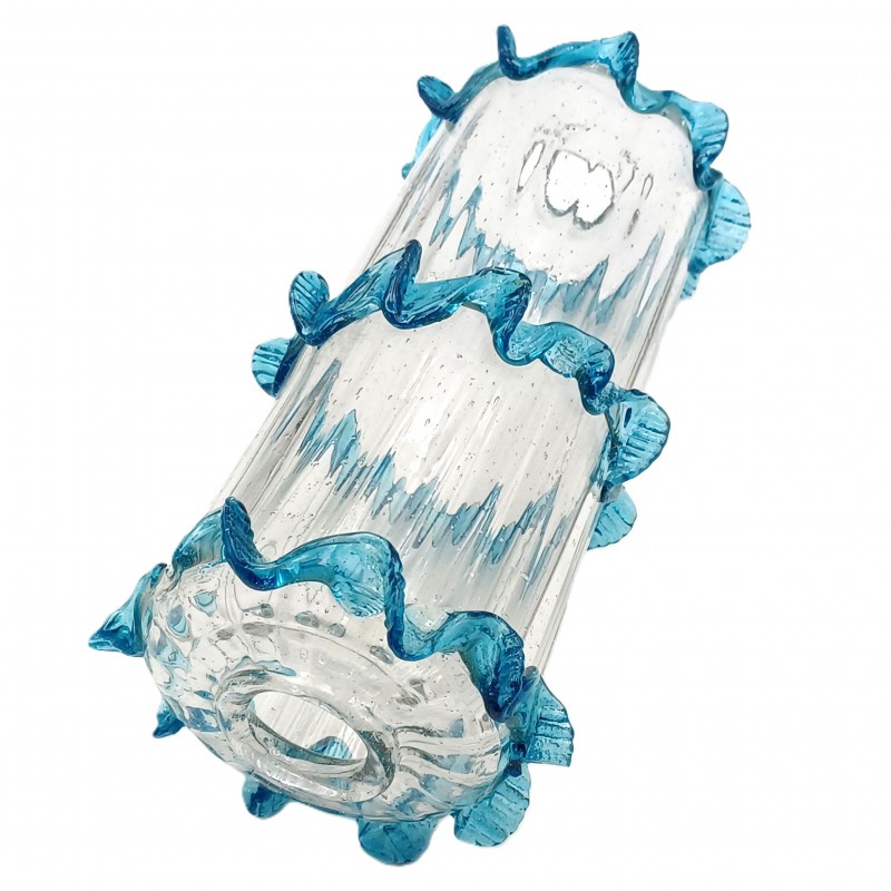 Venetian light blue clear glass chandelier centre stem
