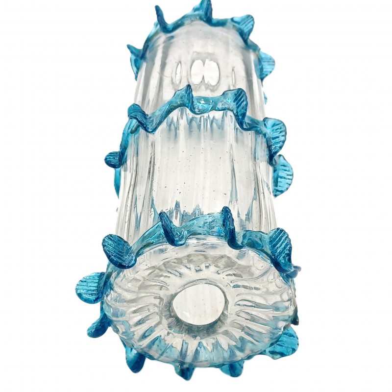 Murano light blue clear glass chandelier centre stem 