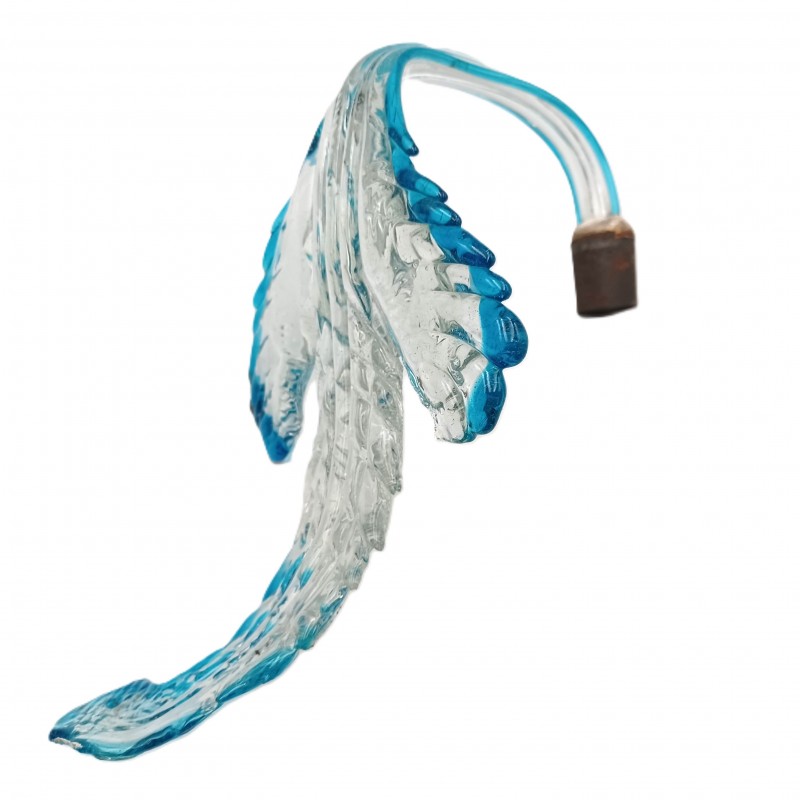 Antique Venetian Blue Murano Glass Chandelier Large Split Leaf C1890 Blue Clear