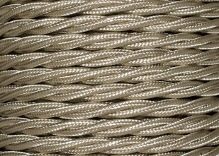 100 METRES of Beige coloured Braided 3 core silk flex lighting cable 0.75mm