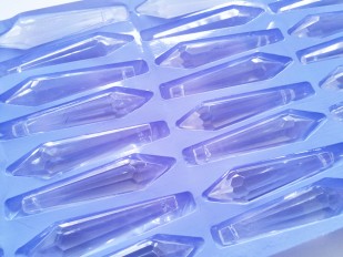 1 TRAY OF 40 CHANDELIER GLASS PENCIL DROPS 55MM