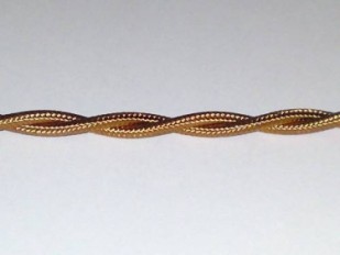 BRAIDED SILK FLEX CHANDELIER CABLE IN OLD GOLD - 2 CORE TWISTED - 0.50MM