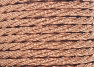 Copper coloured Braided 3 core silk flex lighting cable 0.75mm
