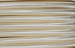 Cream 3 core round silk fabric braided electric cable 0.50mm inner core flex