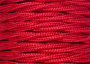 100 METRES of Red Braided 3 core silk flex lighting cable 0.75mm