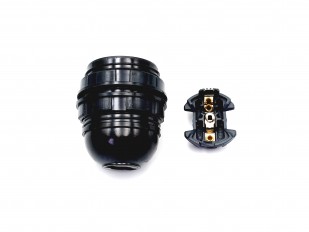 E27 - ES bulb-lamp holder 3 part black threaded skirt
