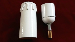E27 3 part white lamp holder with candle tube white drip card to fit 95mm x 39mm