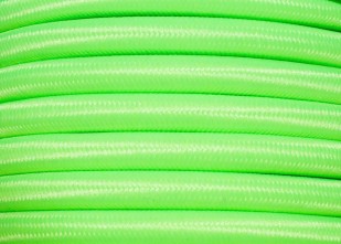 LIME GREEN ROUND OVERBRAID 3 CORE FLEX ELECTRIC LIGHTING CABLE CORD WIRE 0.50 MM