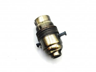 Switched lamp holder BC B22 Brushed Antique finish 10mm base thread