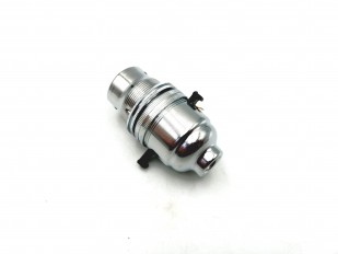 Switched lamp holder BC B22 chrome plated finish 10mm base thread
