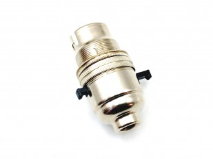 Switched lamp holder BC B22 NICKEL plated 10mm base thread