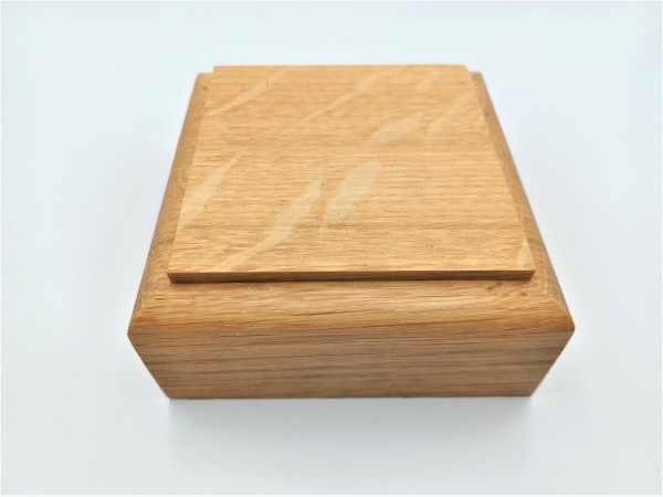 Square ceiling pattress or plinth manufactured from white Oak