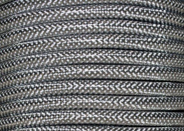 100 Metres of Braided Round silk flex Cord in Stainless Steel 3 core 0.50mm