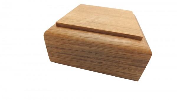 Square ceiling pattress or plinth manufactured from white Oak