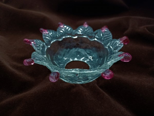 Venetian Chandelier glass dish pan with red tips 123mm width 