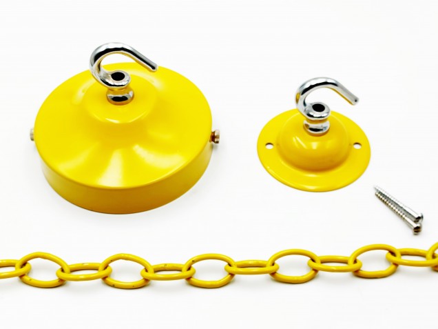 Yellow and chrome ceiling rose hook large or small with optional chain