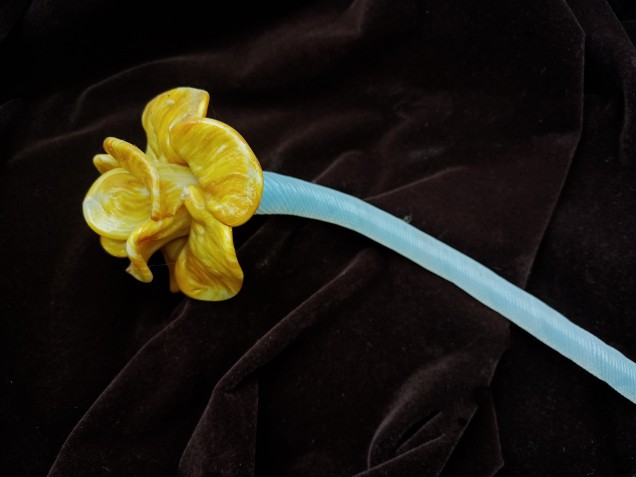 Antique Murano Yellow Glass Chandelier Flower 